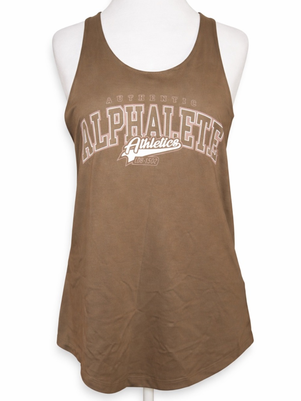Alphalete Athletics Graphic Tank Top XL Taupe Gym Athleisure Yoga Summer